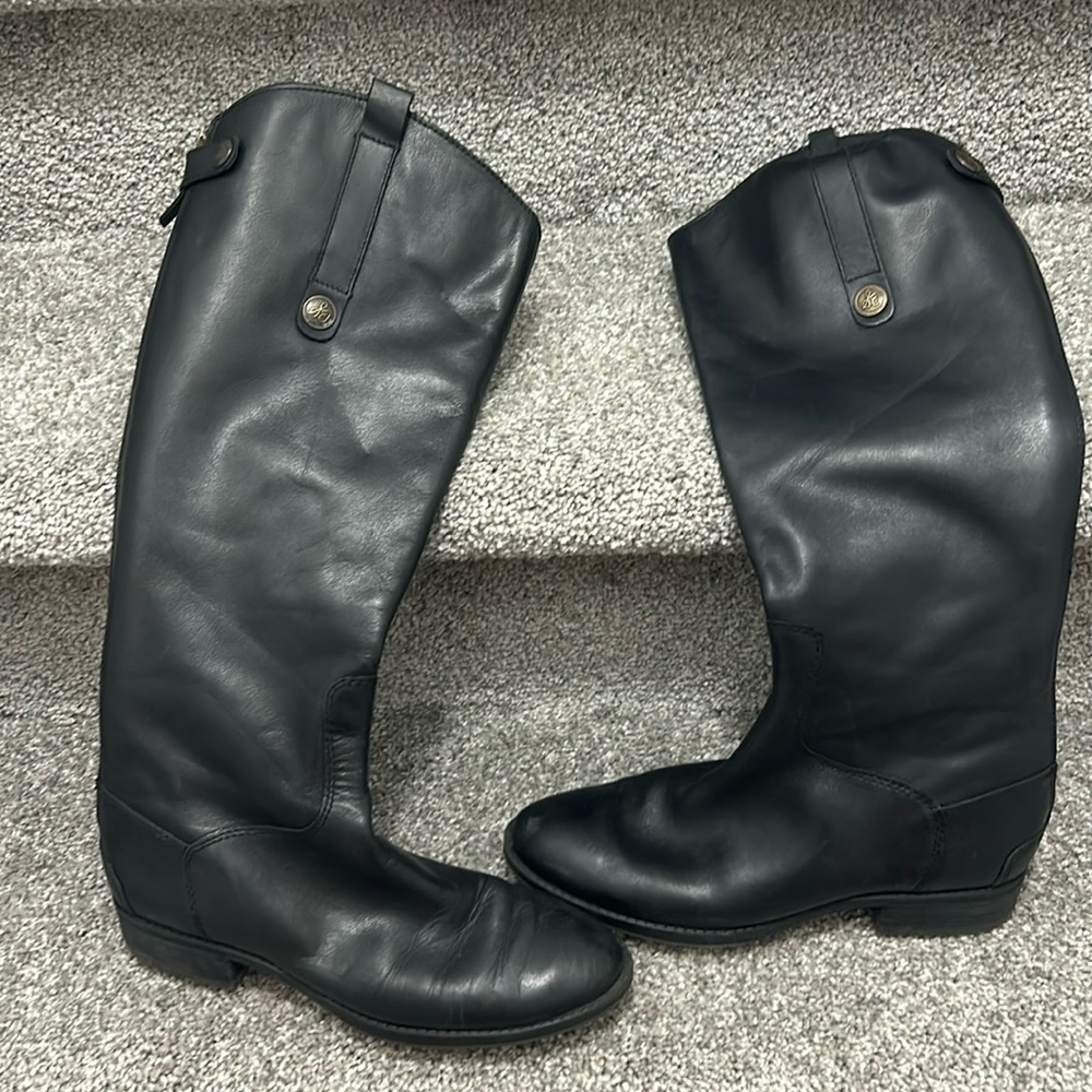 Sam elderman knee high black leather boots